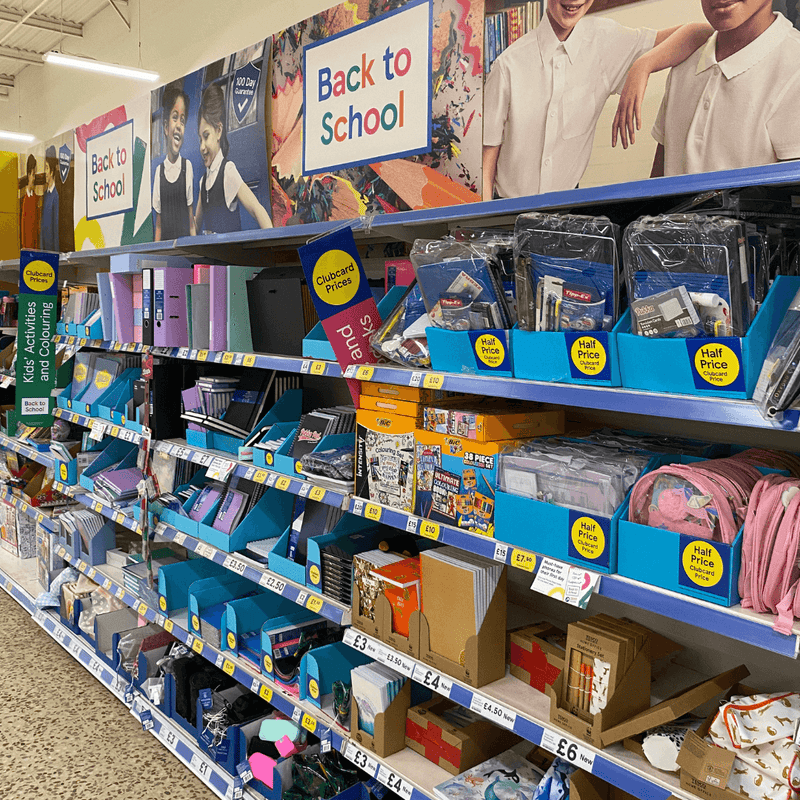 Range of Tesco's back to school essentials