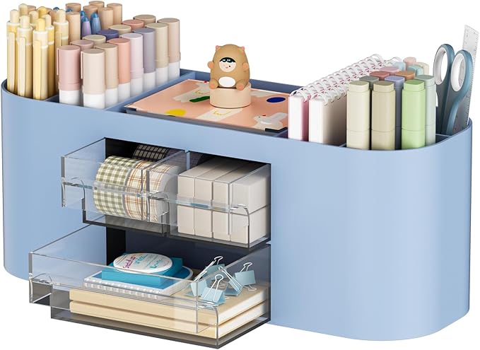 Marbrasse Desk Organiser with 3 Drawers,Multi-Functional Pen Holder,Desk Tidy and Accessories with 7 Compartments