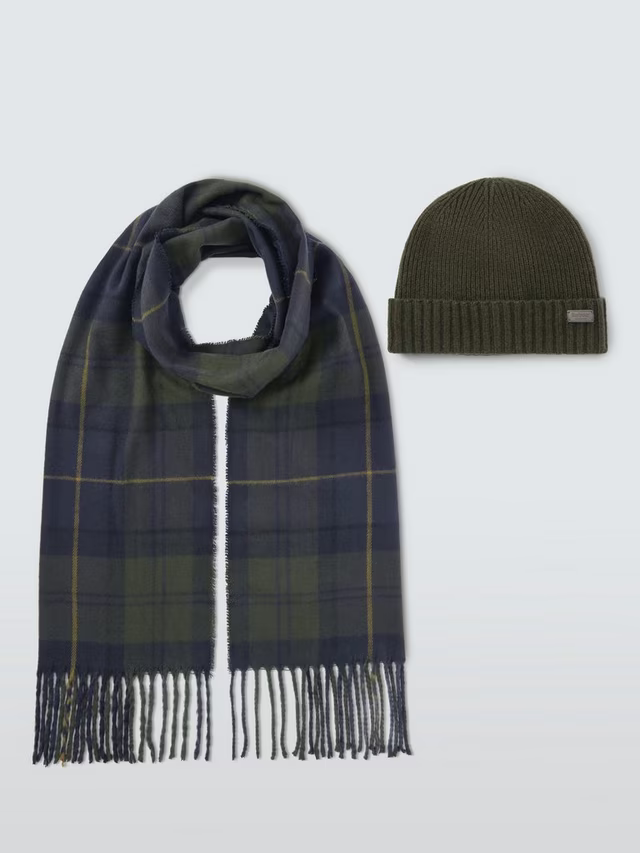 Barbour - Beanie Hat and Scarf Set - Olivebab