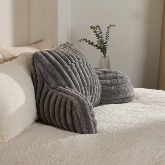 OHS Ribbed Faux Fur Cuddle Cushion with Heatable Pocket