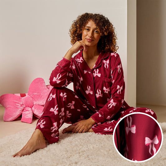 OHS Pink Bow Button Through Pyjama Set