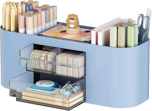 Marbrasse Desk Organiser with 3 Drawers,Multi-Functional Pen Holder,Desk Tidy and Accessories with 7 Compartments
