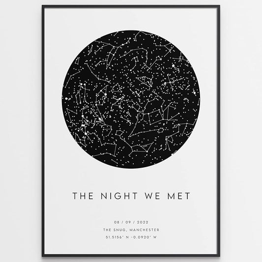 Custom Star Map Print - Night We Met - Anniversary Gift