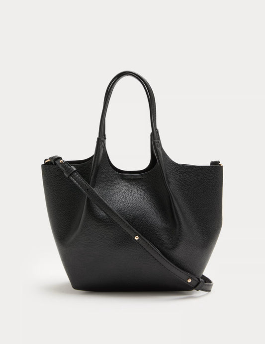 Faux Leather Pinched Mini Tote Bag