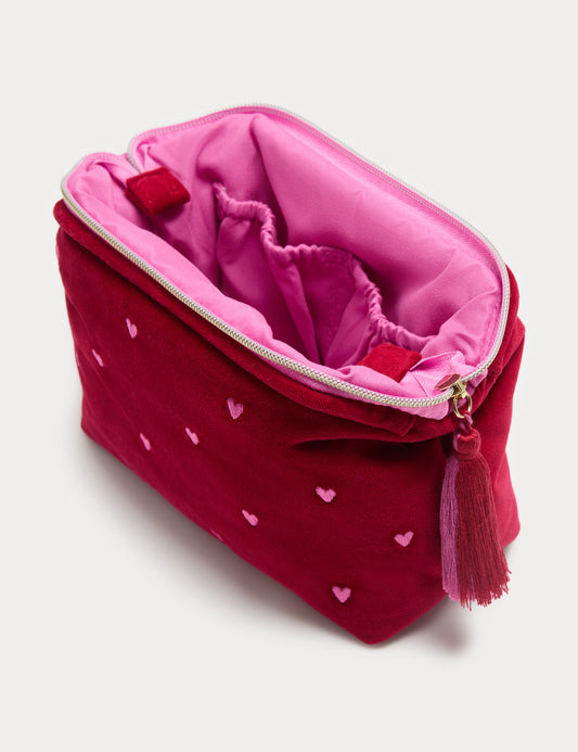 Velvet Heart Make Up Bag