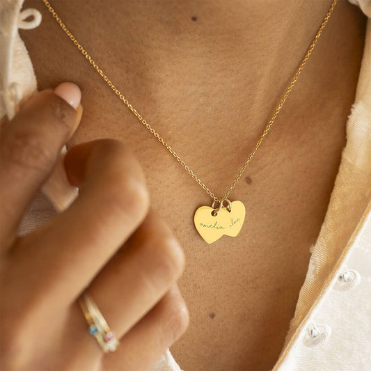 Personalised Double Heart Name Necklace