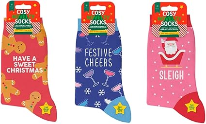 Ladies Christmas Socks Pack Of 3
